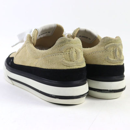 Good Quality ○chanel G45210 Suede Leather Coco Mark Lace Up Low Cut Sneakers