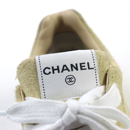 Good Quality ○chanel G45210 Suede Leather Coco Mark Lace Up Low Cut Sneakers