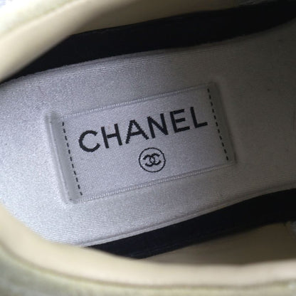 Good Quality ○chanel G45210 Suede Leather Coco Mark Lace Up Low Cut Sneakers