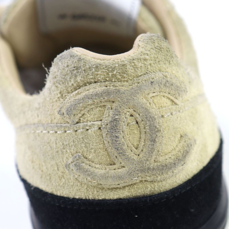Good Quality ○chanel G45210 Suede Leather Coco Mark Lace Up Low Cut Sneakers