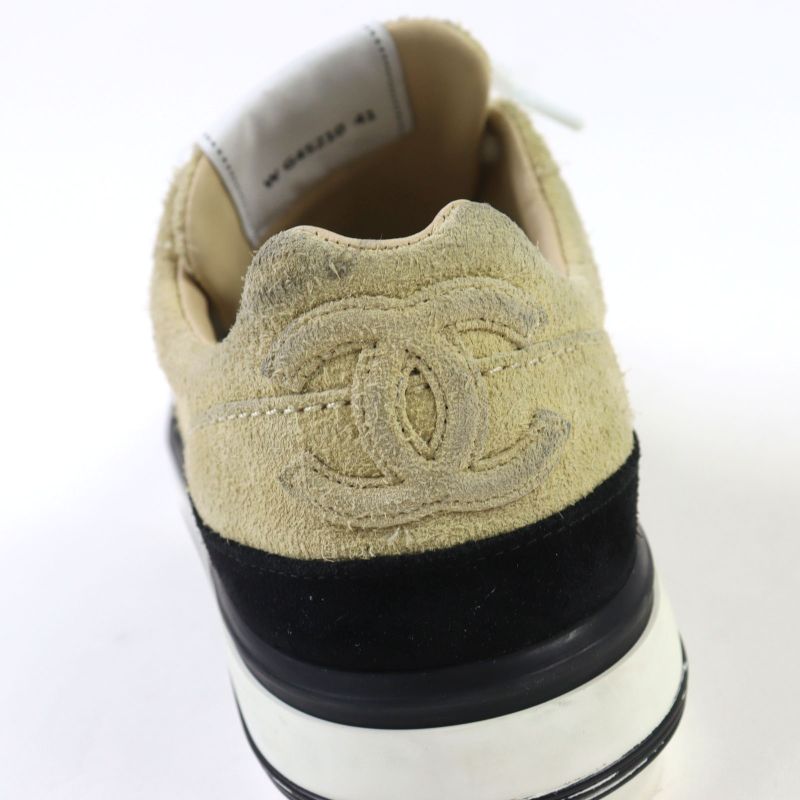 Good Quality ○chanel G45210 Suede Leather Coco Mark Lace Up Low Cut Sneakers