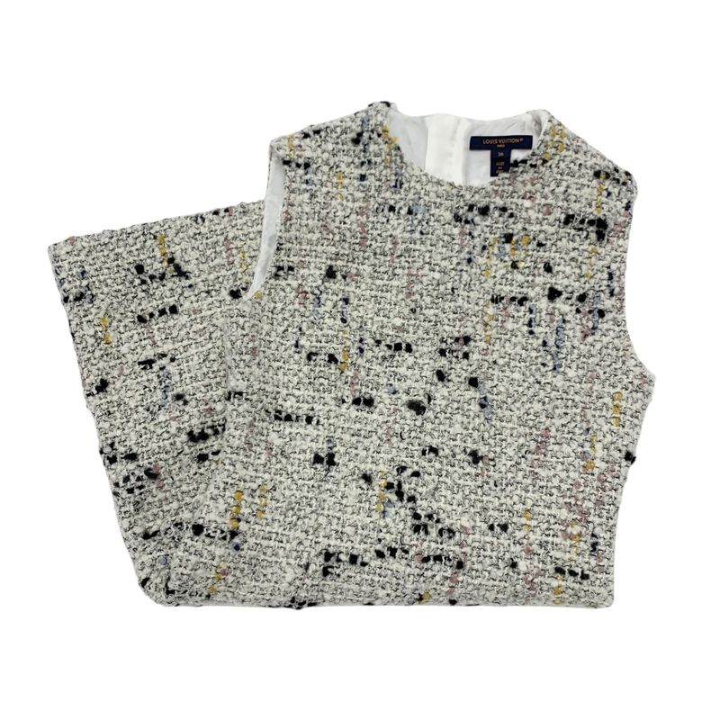 Louis Vuitton Dress Multicolor Boucles Tweed A-line Dress Monogram Sleeveless