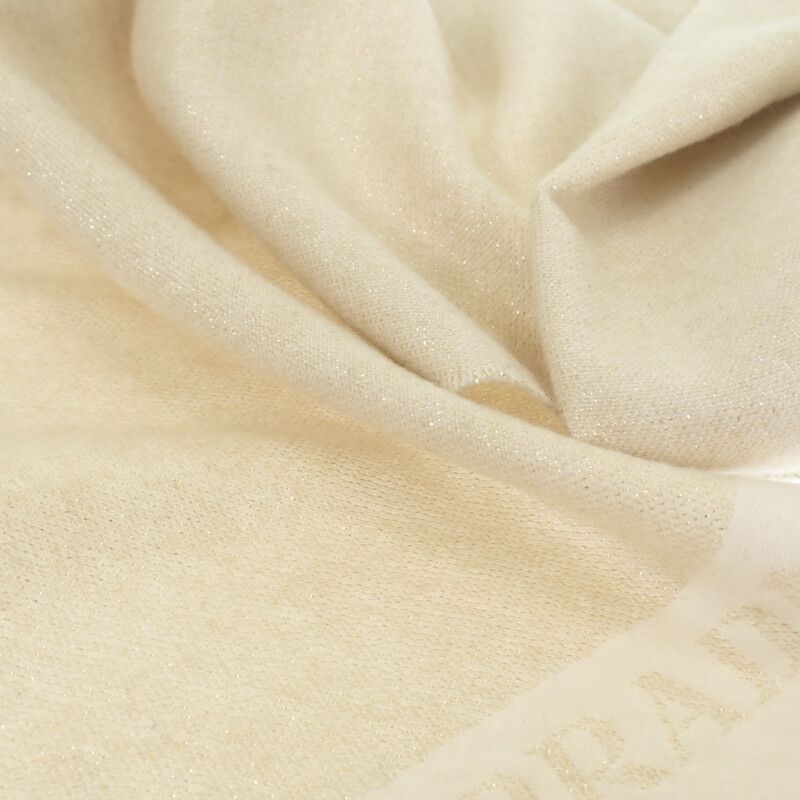 Prada Jacquard Evening Scarf 1fs091_dgi_f0x0a Shawl Silk Cashmere White Gold