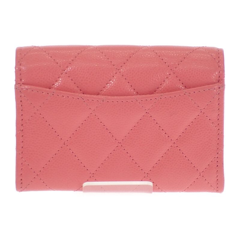 Chanel Classic Flap Ap4096 Card Case Coin Case Caviar Skin Pink Coco Mark Gold