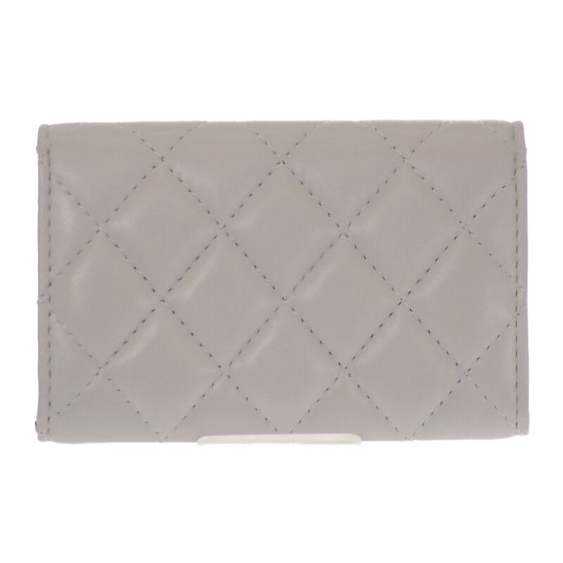 Chanel Flap Ap4342 Card Case Lambskin Light Gray Quilted Crystal Gold Hardware