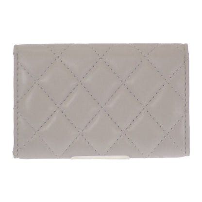 Chanel Flap Ap4342 Card Case Lambskin Light Gray Quilted Crystal Gold Hardware