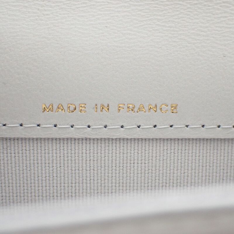 Chanel Flap Ap4342 Card Case Lambskin Light Gray Quilted Crystal Gold Hardware