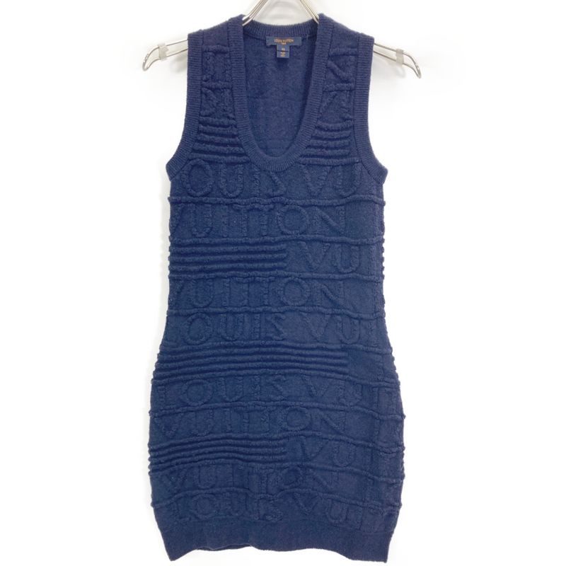 Louis Vuitton Rw202w XZX Fjkd09 Navy Knit Sleeveless Dress XS