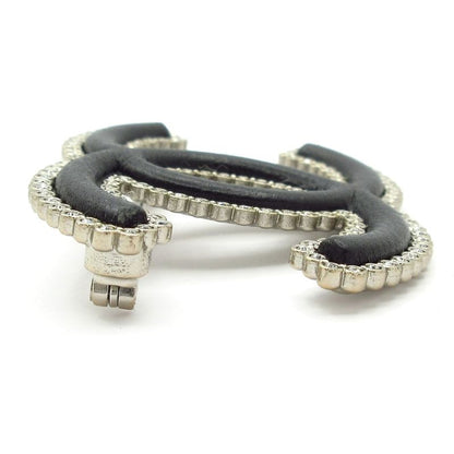 Chanel Brooch Beauty Coco Mark Leather Silver X Black X Clear