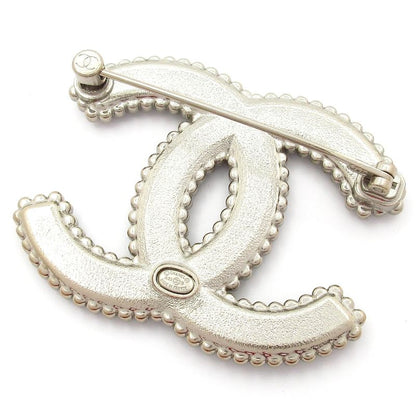 Chanel Brooch Beauty Coco Mark Leather Silver X Black X Clear