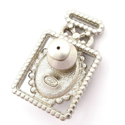 Chanel Brooch Beautiful Coco Mark Leather Silver X Clear X Black Perfume Bottle
