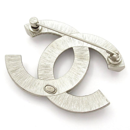 Chanel Brooch Beautiful Coco Mark Silver And Clear