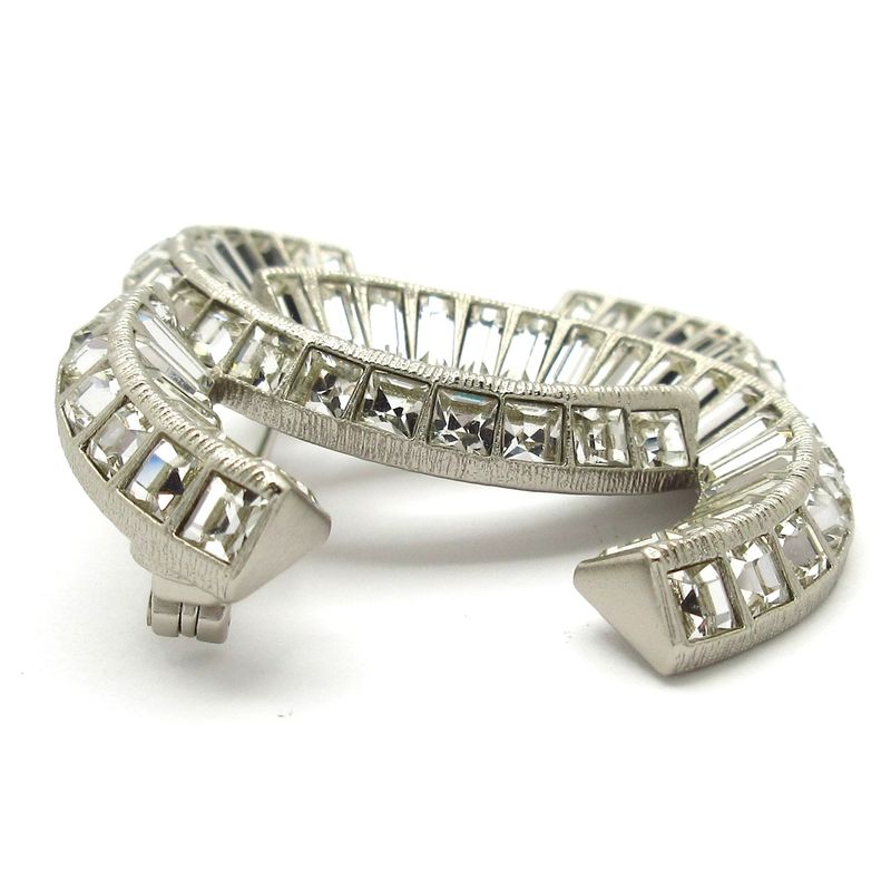 Chanel Brooch Beautiful Coco Mark Silver And Clear