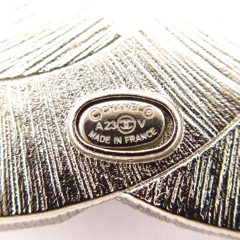 Chanel Brooch Beautiful Coco Mark Silver And Clear