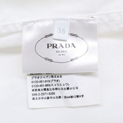 Prada P421e S201 White Cotton Triangle Logo Back Long Oxford Button Down Shirt