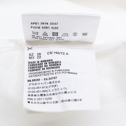 Prada P421e S201 White Cotton Triangle Logo Back Long Oxford Button Down Shirt