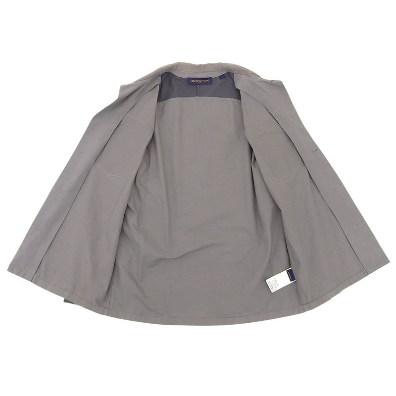 Louis Vuitton Utility Cotton Overshirt Top Men's Gray Multicolor L Rm222m ND2