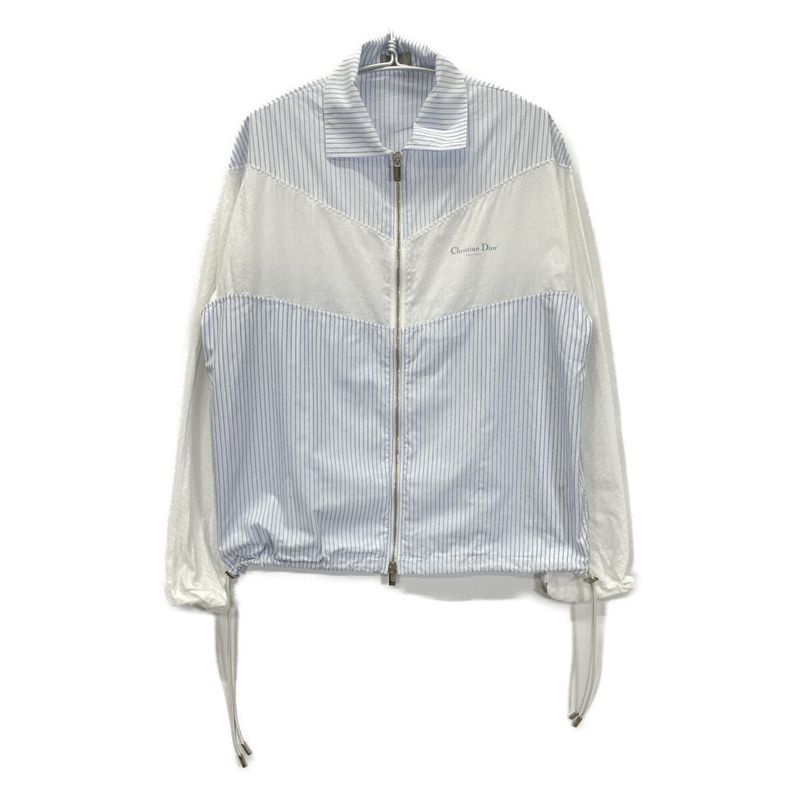 Dior Homme Dior Homme White And Blue Striped Zip-up Blouson 48