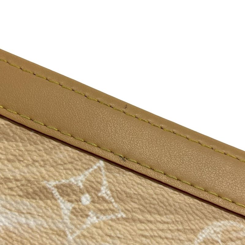 Louis Vuitton Clutch Bag Surf Monogram Beautiful Pochette Voyage M83465 Sand