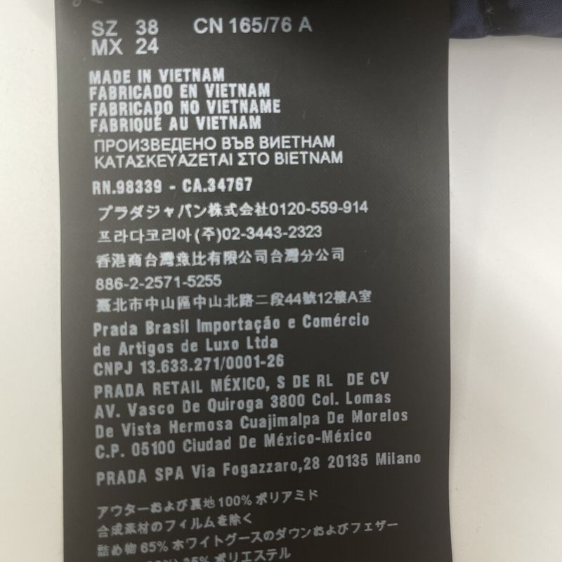 Prada 29b830 Black Triangle Plate Stand Collar Down Jacket 38