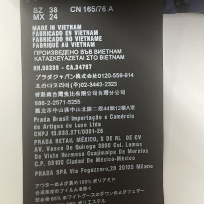 Prada 29b830 Black Triangle Plate Stand Collar Down Jacket 38