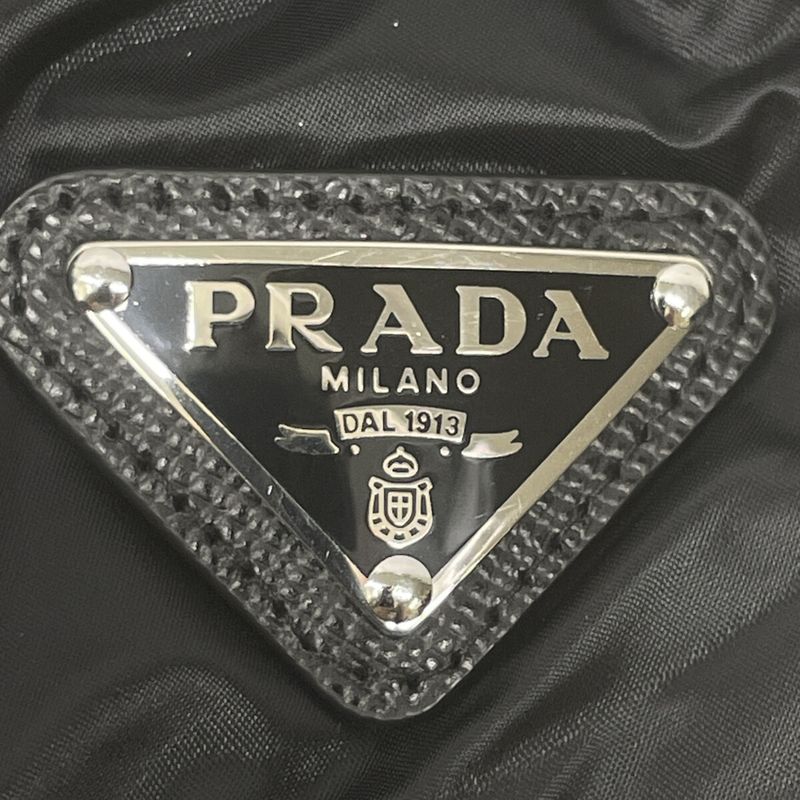 Prada 29b830 Black Triangle Plate Stand Collar Down Jacket 38