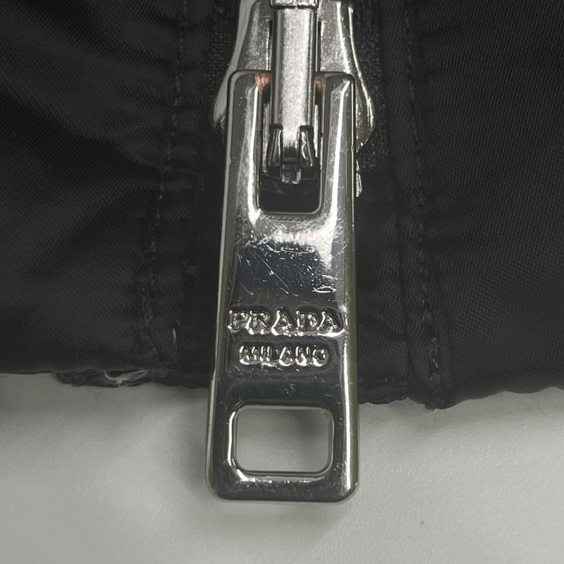 Prada 29b830 Black Triangle Plate Stand Collar Down Jacket 38