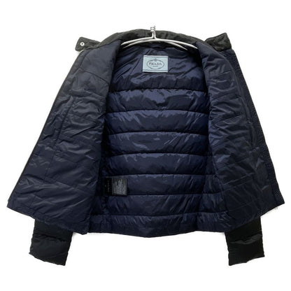 Prada 29b830 Black Triangle Plate Stand Collar Down Jacket 38
