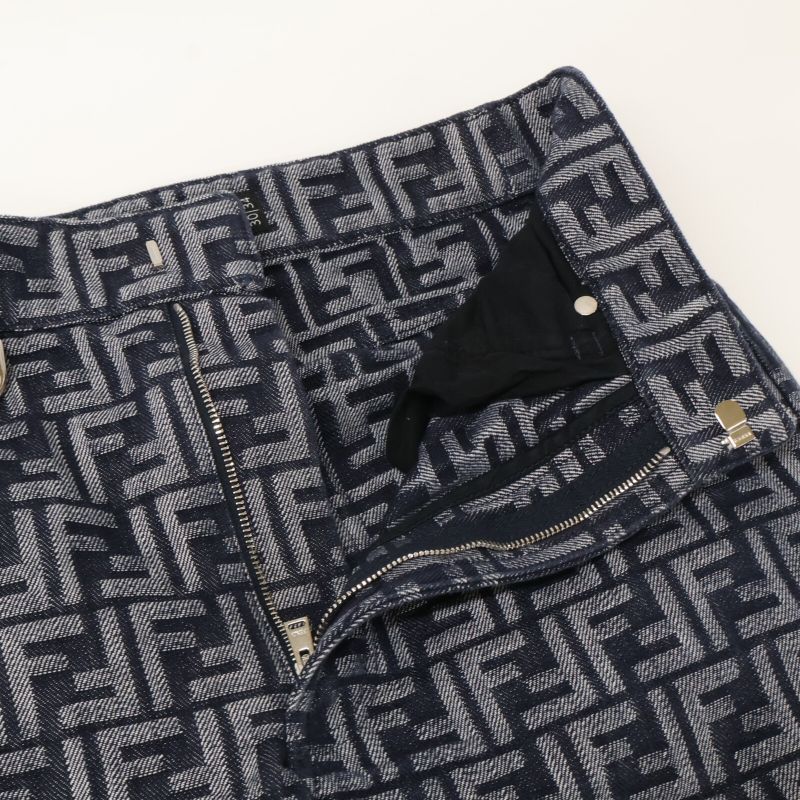 Fendi 22 Flp302 FF Logo Zucca Denim Pants 30