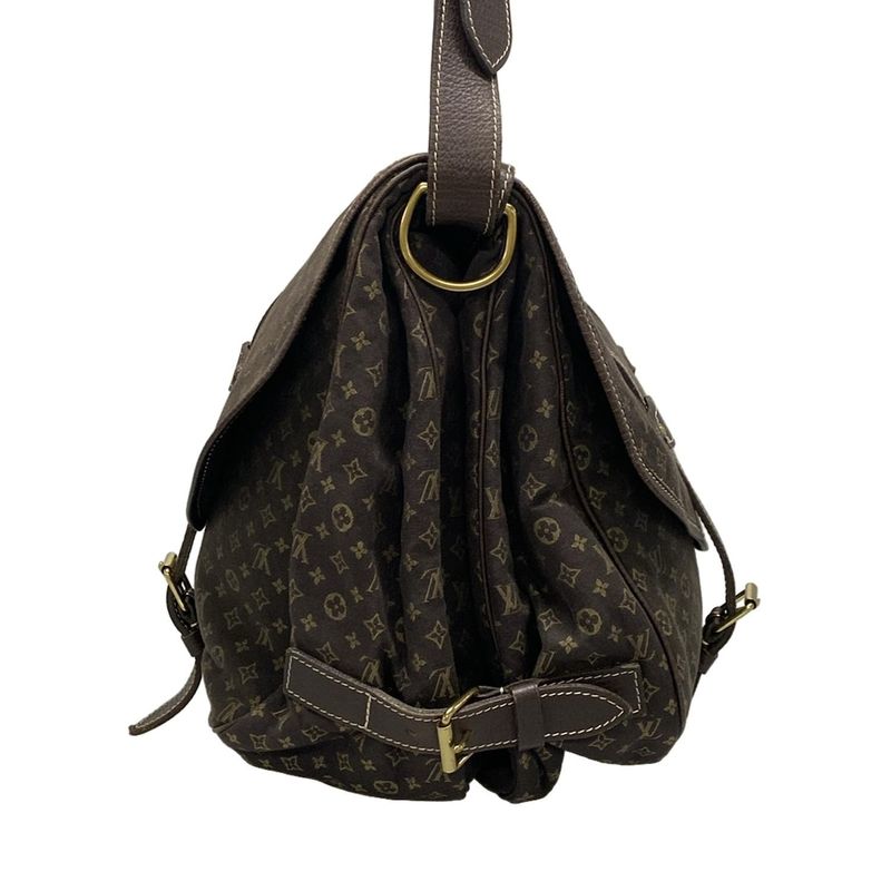 Louis Vuitton Shoulder Bag Monogram Mini Lin Saumur XL M95220 Ebène
