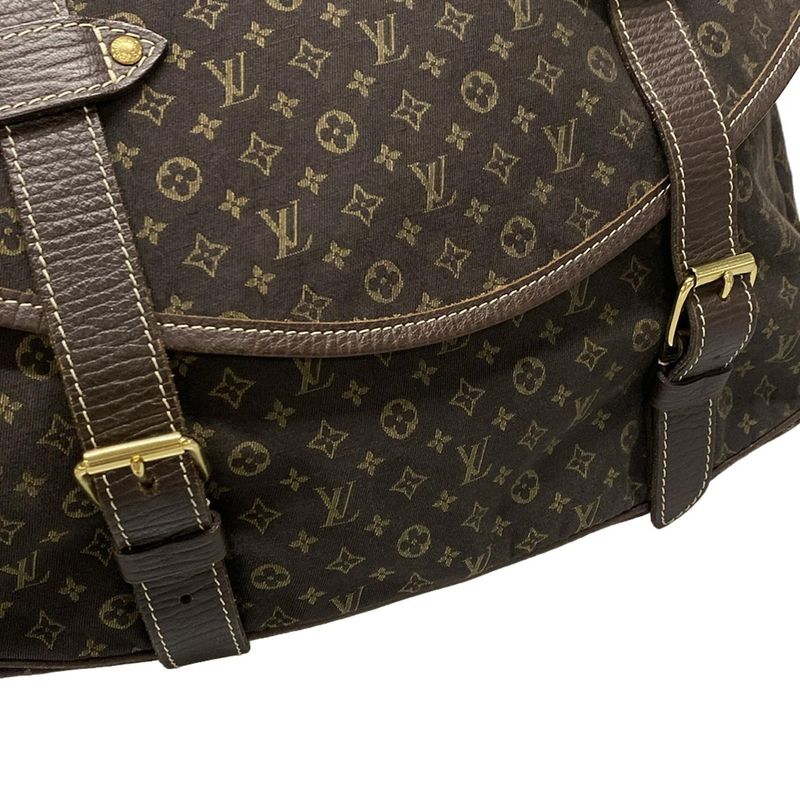 Louis Vuitton Shoulder Bag Monogram Mini Lin Saumur XL M95220 Ebène