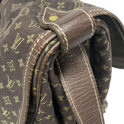 Louis Vuitton Shoulder Bag Monogram Mini Lin Saumur XL M95220 Ebène