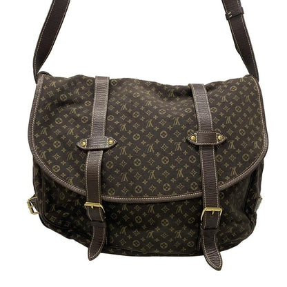 Louis Vuitton Shoulder Bag Monogram Mini Lin Saumur XL M95220 Ebène