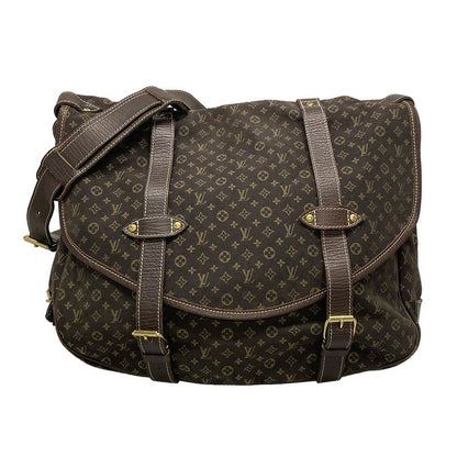 Louis Vuitton Shoulder Bag Monogram Mini Lin Saumur XL M95220 Ebène
