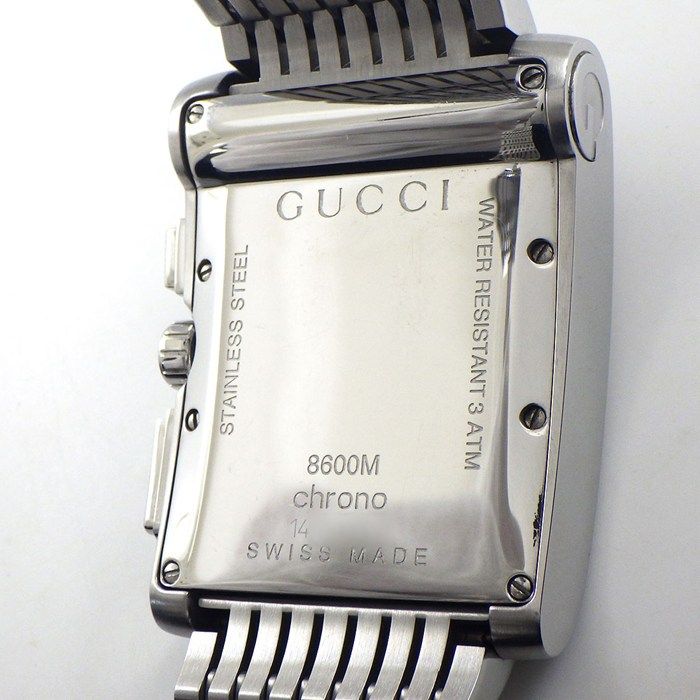 Gucci Watch G Metro 8600m Rectangular Black Dial Date Chronograph Small Second
