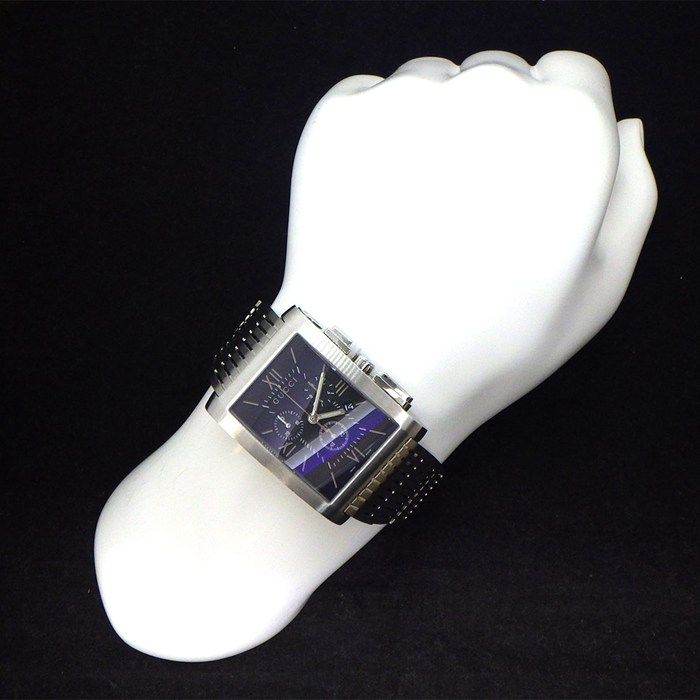 Gucci Watch G Metro 8600m Rectangular Black Dial Date Chronograph Small Second