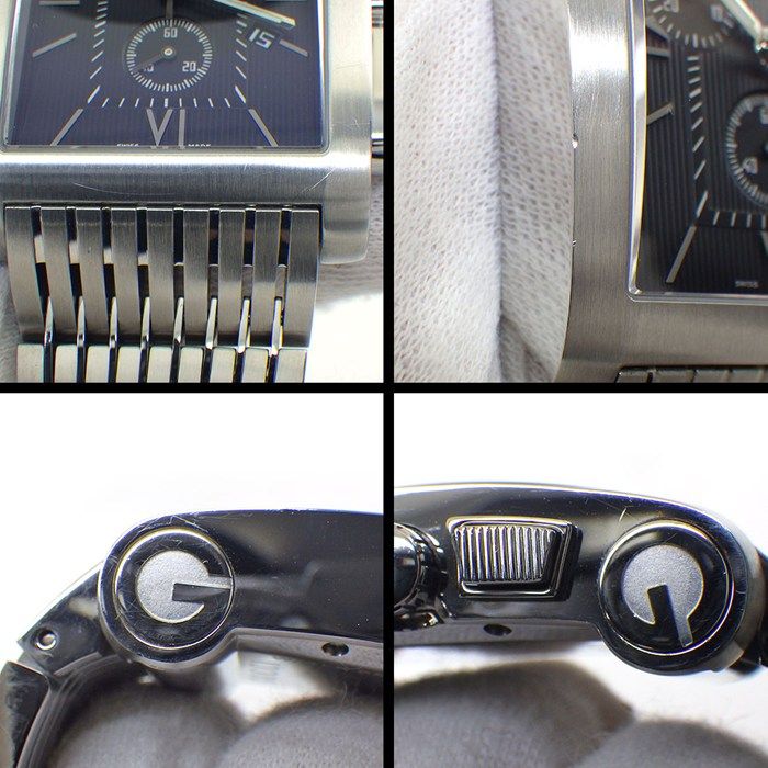 Gucci Watch G Metro 8600m Rectangular Black Dial Date Chronograph Small Second