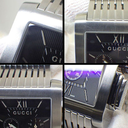Gucci Watch G Metro 8600m Rectangular Black Dial Date Chronograph Small Second