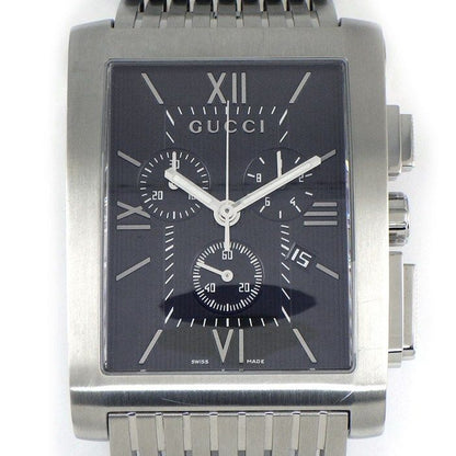 Gucci Watch G Metro 8600m Rectangular Black Dial Date Chronograph Small Second