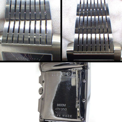 Gucci Watch G Metro 8600m Rectangular Black Dial Date Chronograph Small Second