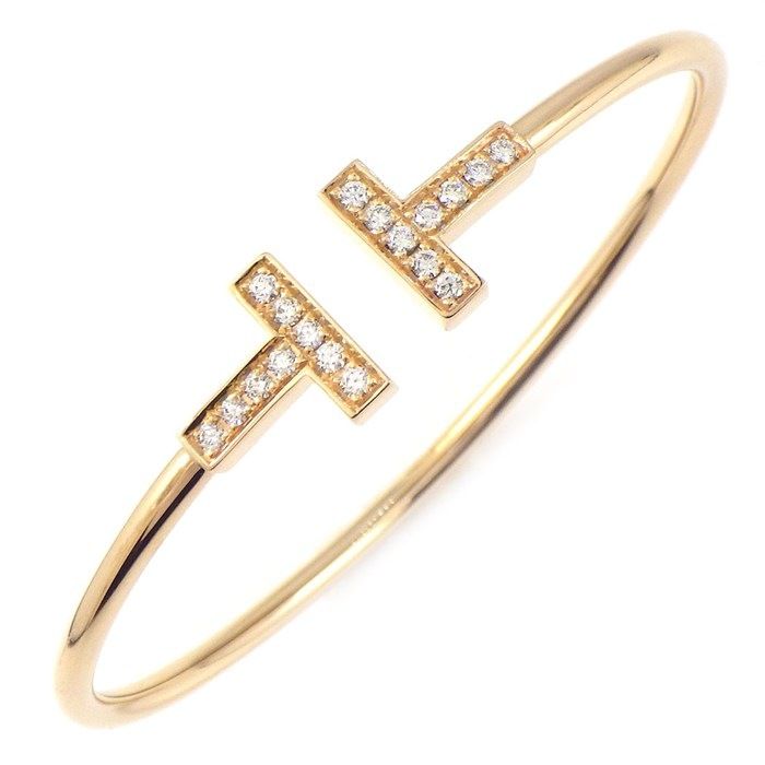 Tiffany & Co Tiffany & Co Bangle T-Wire 60010767 Diamond 0.24ct 18k Pink Gold #m