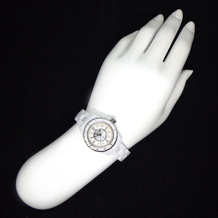 Chanel Watch J12 H2570 8 Points Diamond Index White Shell Dial SS White Ceramic