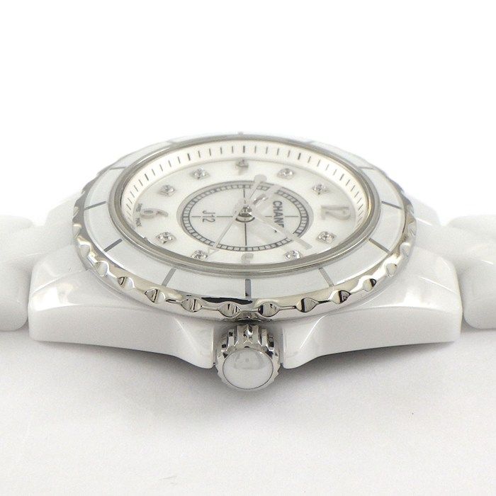 Chanel Watch J12 H2570 8 Points Diamond Index White Shell Dial SS White Ceramic