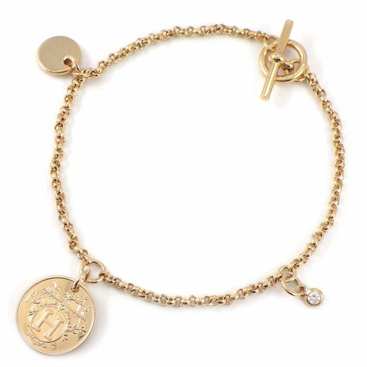 Hermes Bracelet Exlibris PM H120441b 00st 3 Motifs Toggle Clasp 1 Point Diamond