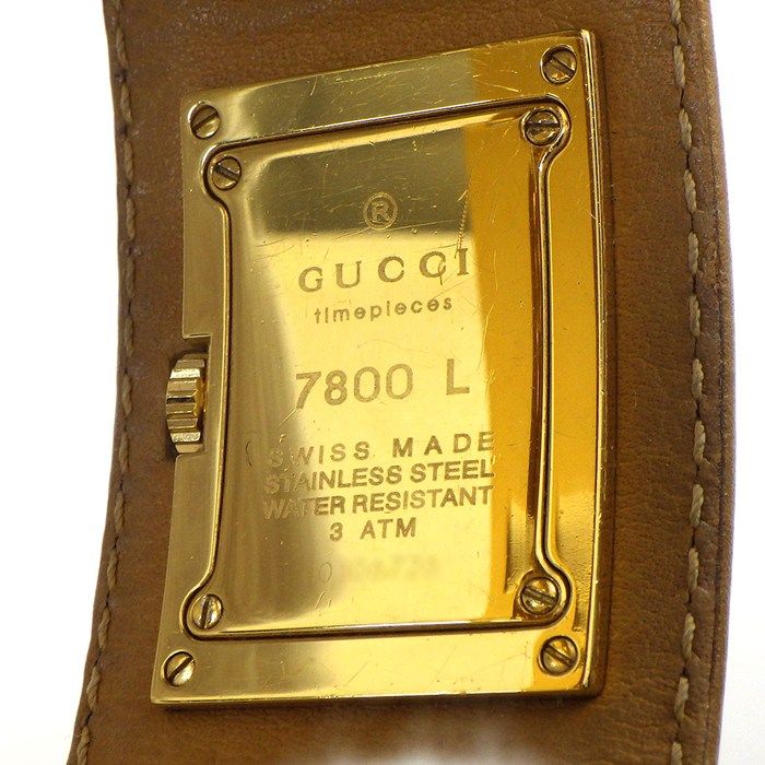 Gucci Watch Bangle Watch Square 7800l Rectangular Chien Pan Gold Dial GP Brown