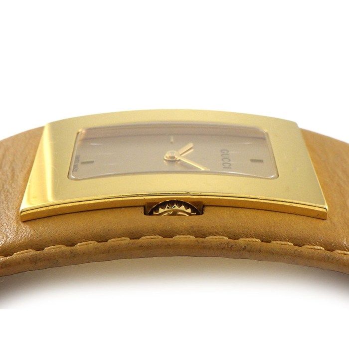 Gucci Watch Bangle Watch Square 7800l Rectangular Chien Pan Gold Dial GP Brown
