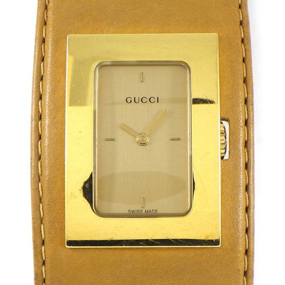 Gucci Watch Bangle Watch Square 7800l Rectangular Chien Pan Gold Dial GP Brown