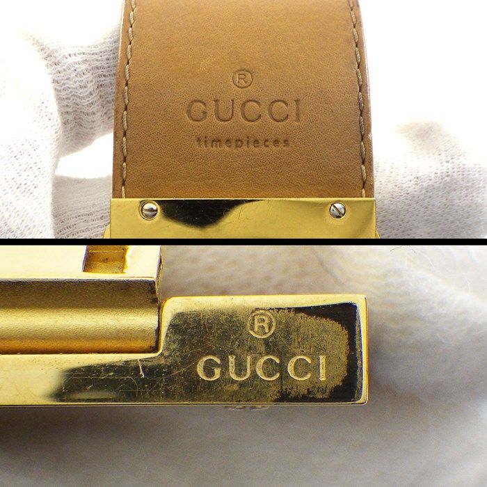 Gucci Watch Bangle Watch Square 7800l Rectangular Chien Pan Gold Dial GP Brown