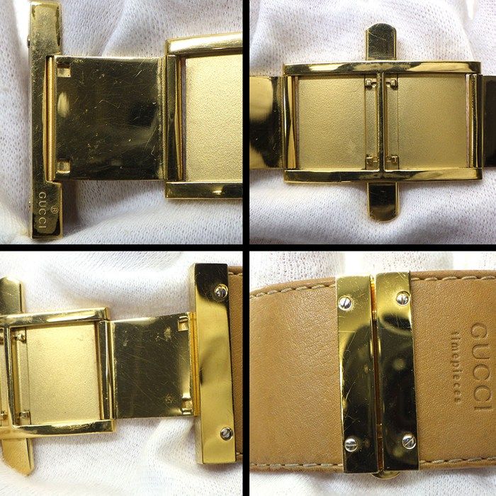 Gucci Watch Bangle Watch Square 7800l Rectangular Chien Pan Gold Dial GP Brown
