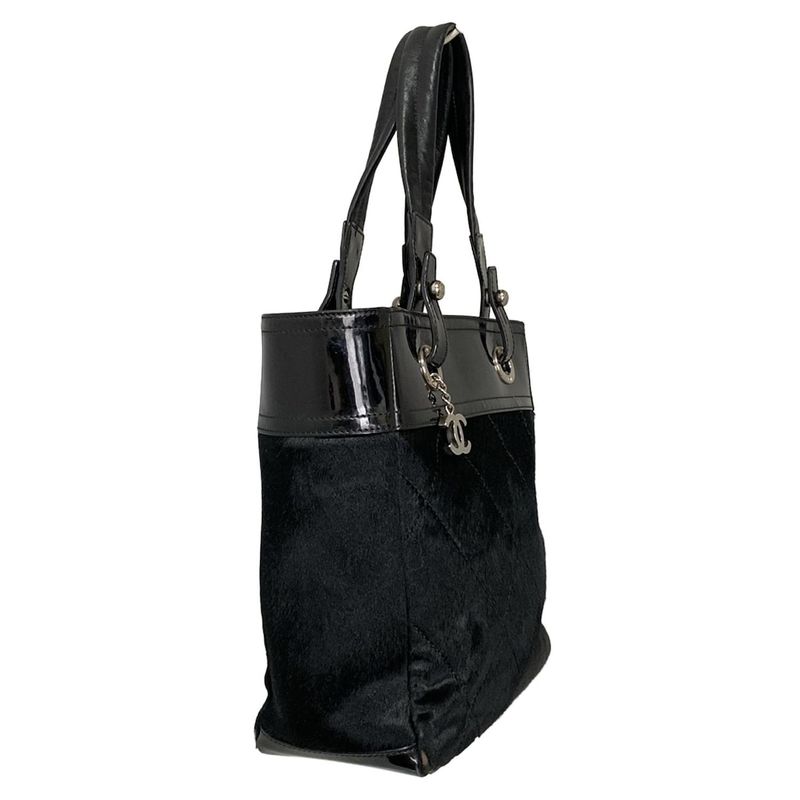 Chanel Paris Biarritz Tote PM A46100 Black Silver Hardware Leather